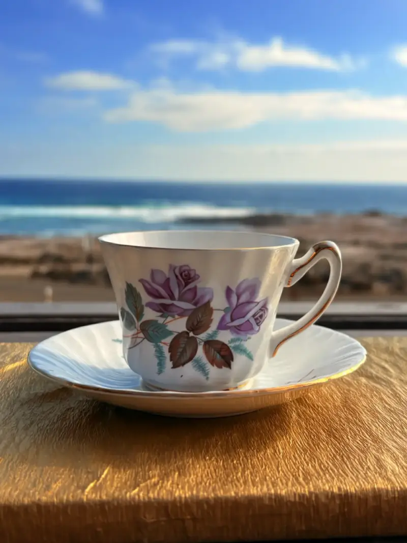 Juego de taza de té y platillo vintage Dalphine Pu - 5