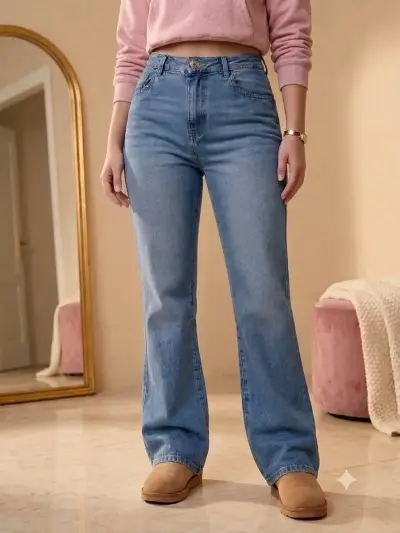 Jeans flare elásticadoazul claro para mujer - miniatura 4