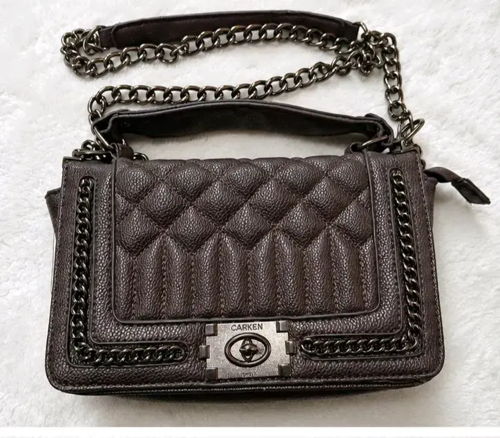 Cartera de cuero marrón con cadena Carven - 1