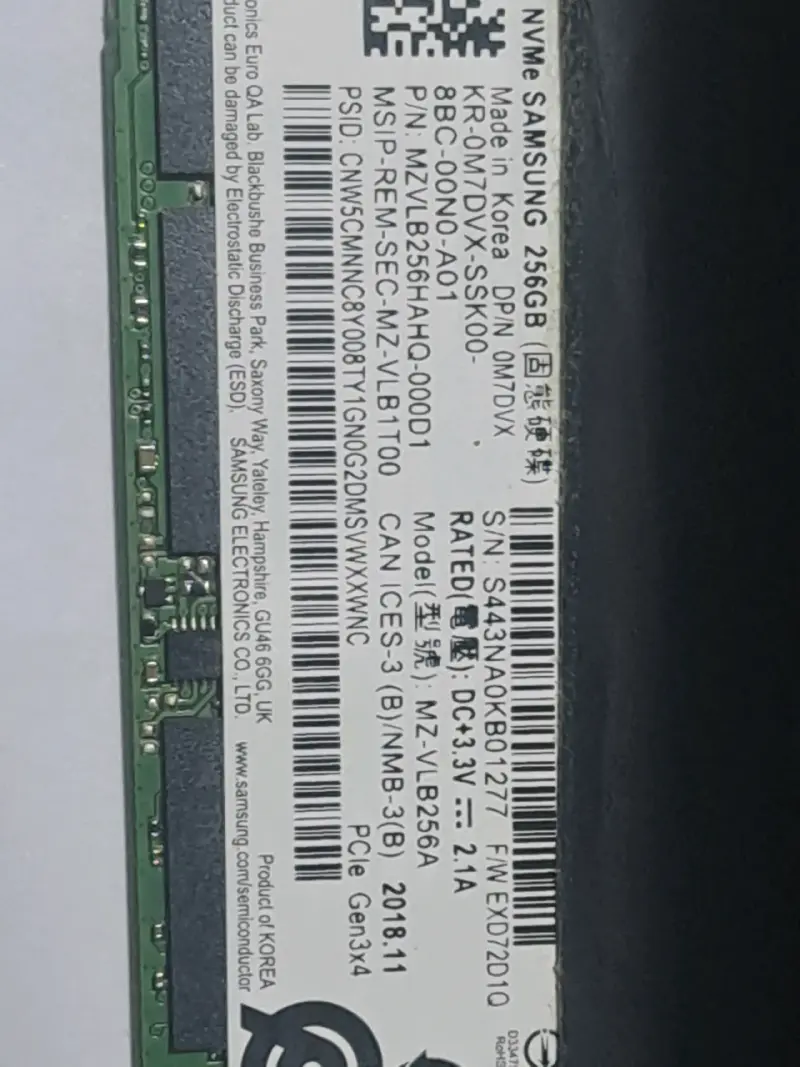 SSD M.2 NVMe Samsung 256GB7