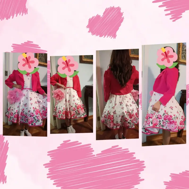 Vestido floral para niña con chaqueta rosa