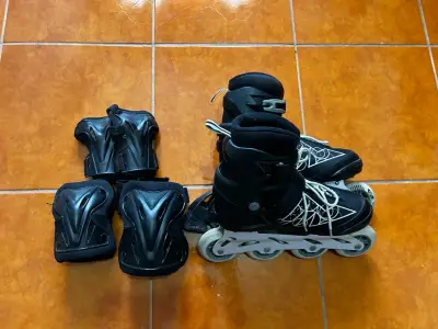 Patines en línea negros con protecciones - miniatura 6