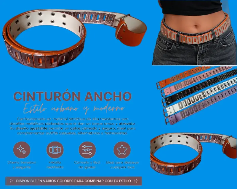 Cinturón ancho estilo urbano en varios colores - 3
