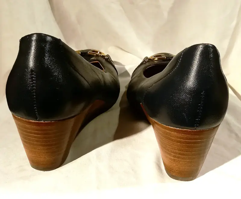 Zapatos de Cuero Gacel Go Azul Marino (Taco Cuña 5 - 5