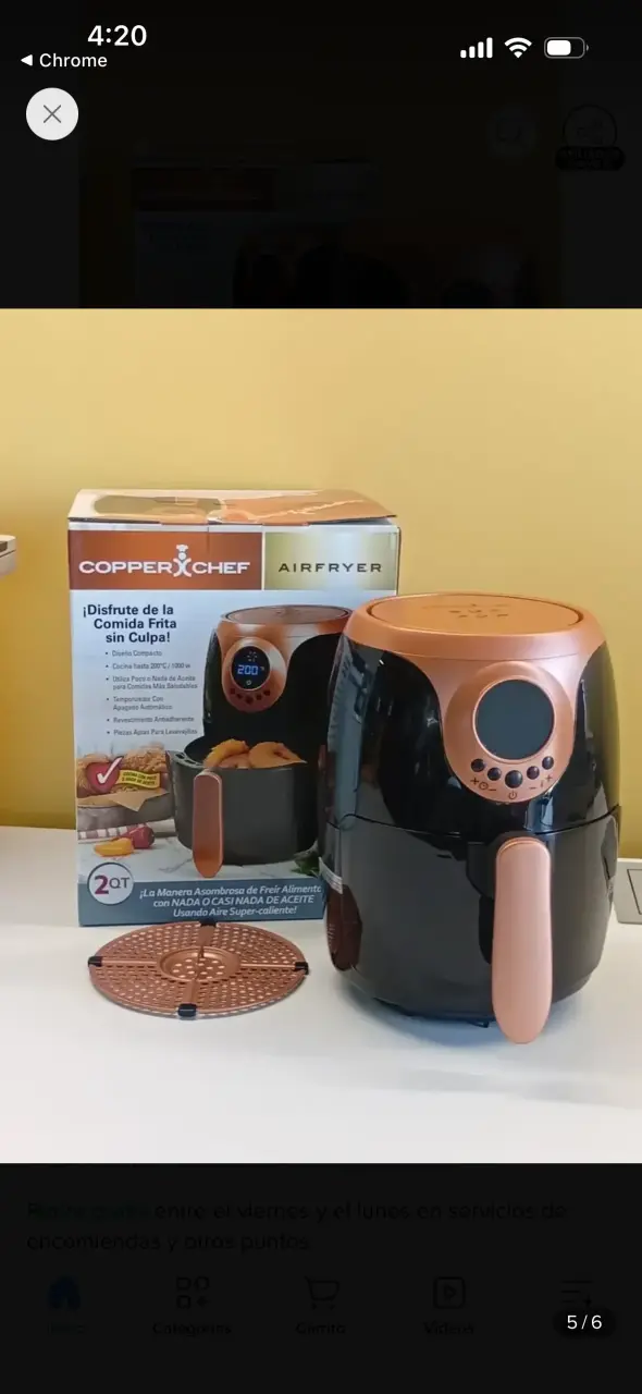 Freidora de Aire Copper Chef 2QT Compacta - 2