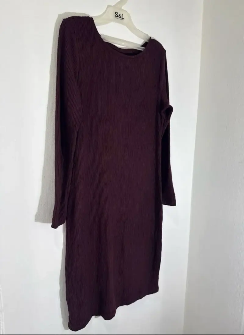 Vestido de punto burdeos manga larga - 3