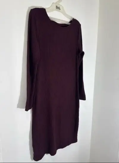 Vestido de punto burdeos manga larga - miniatura 3