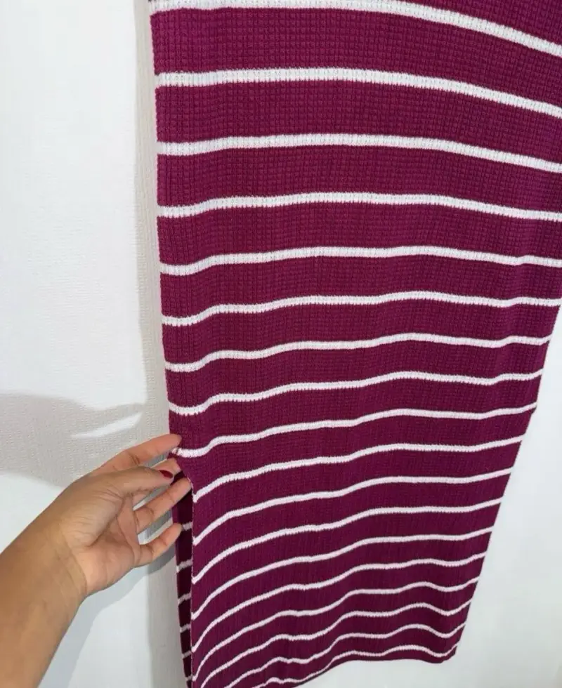 Vestido de punto a rayas fucsia y blanco - 4