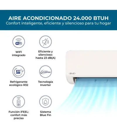 Aire Acondicionado Anwo 24000 BTU Inverter WiFi - miniatura 2