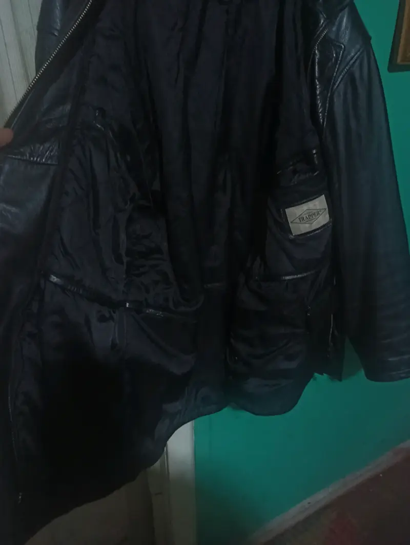 Chaqueta de cuero negra para hombre talla M - 2