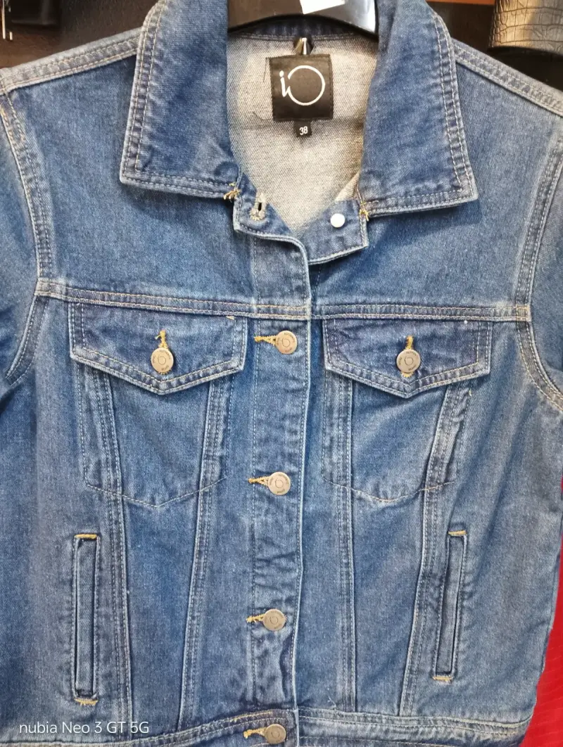 Chaqueta de mezclilla azul para mujer - 1