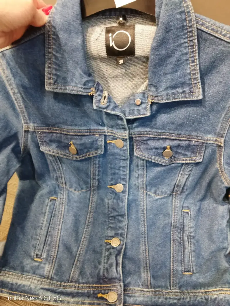 Chaqueta de mezclilla azul para mujer - 2