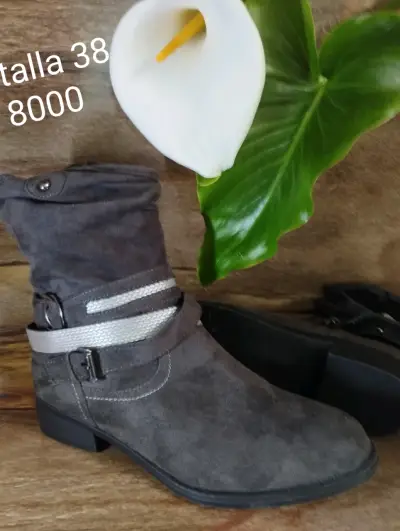 Botines de Cuero y Gamuza Talla 39 - miniatura 1