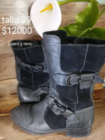 Botines de Cuero y Gamuza Talla 39 - miniatura 3