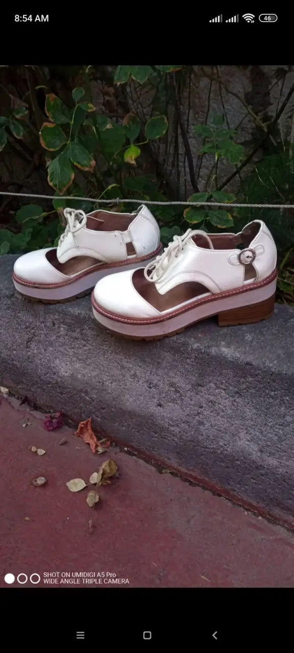 Zapatos de cuero blanco con plataforma - 2