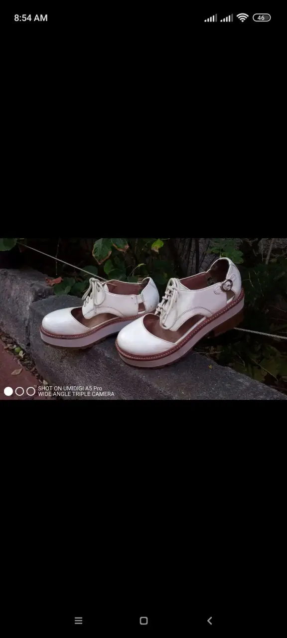 Zapatos de cuero blanco con plataforma - 3