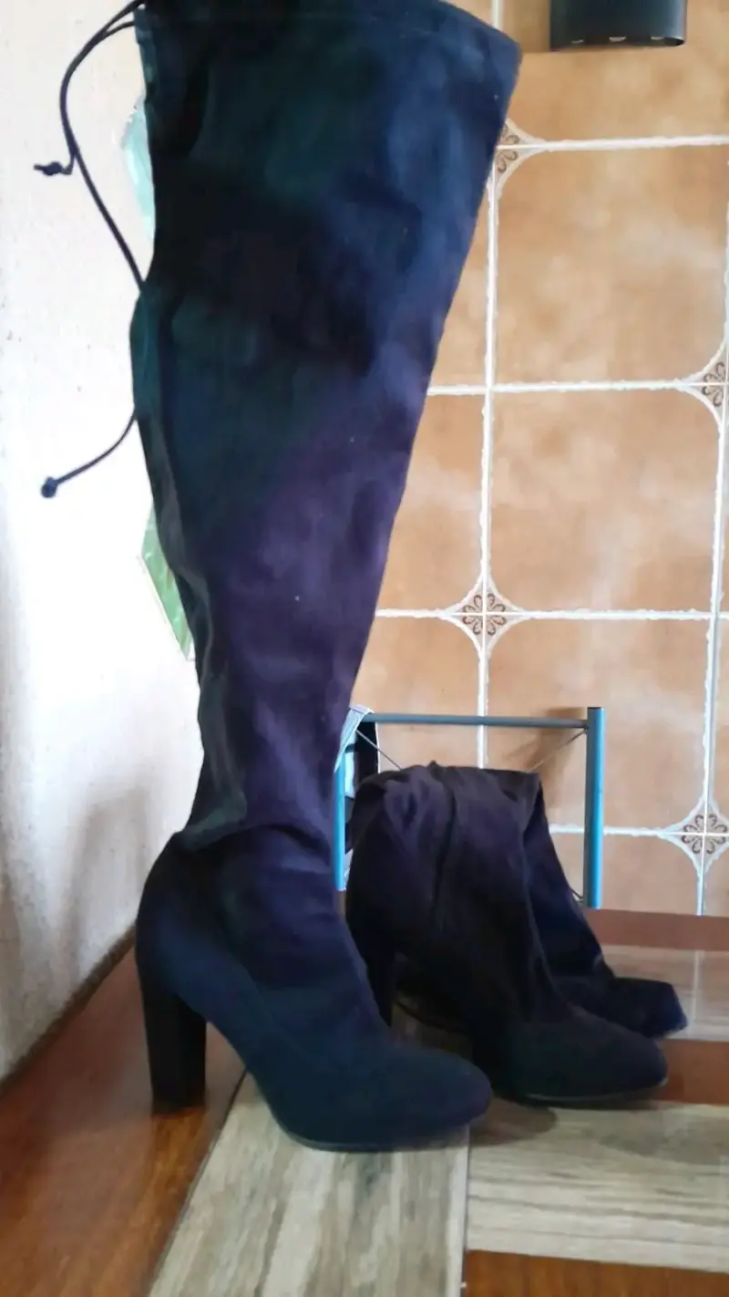 Bucaneras altas negras de gamuza con tacón - 2