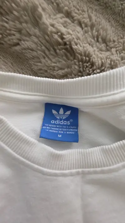 Polerón blanco Adidas de algodón - miniatura 3