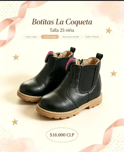 Botines de niña negros talla  25 de cuero 100% COQ - miniatura 1