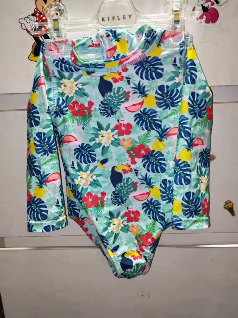 Traje de baño infantil con estampado tropical - 1