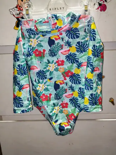 Traje de baño infantil con estampado tropical - miniatura 1
