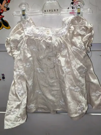 Vestido de bebé Limonada beige con encaje - miniatura 2