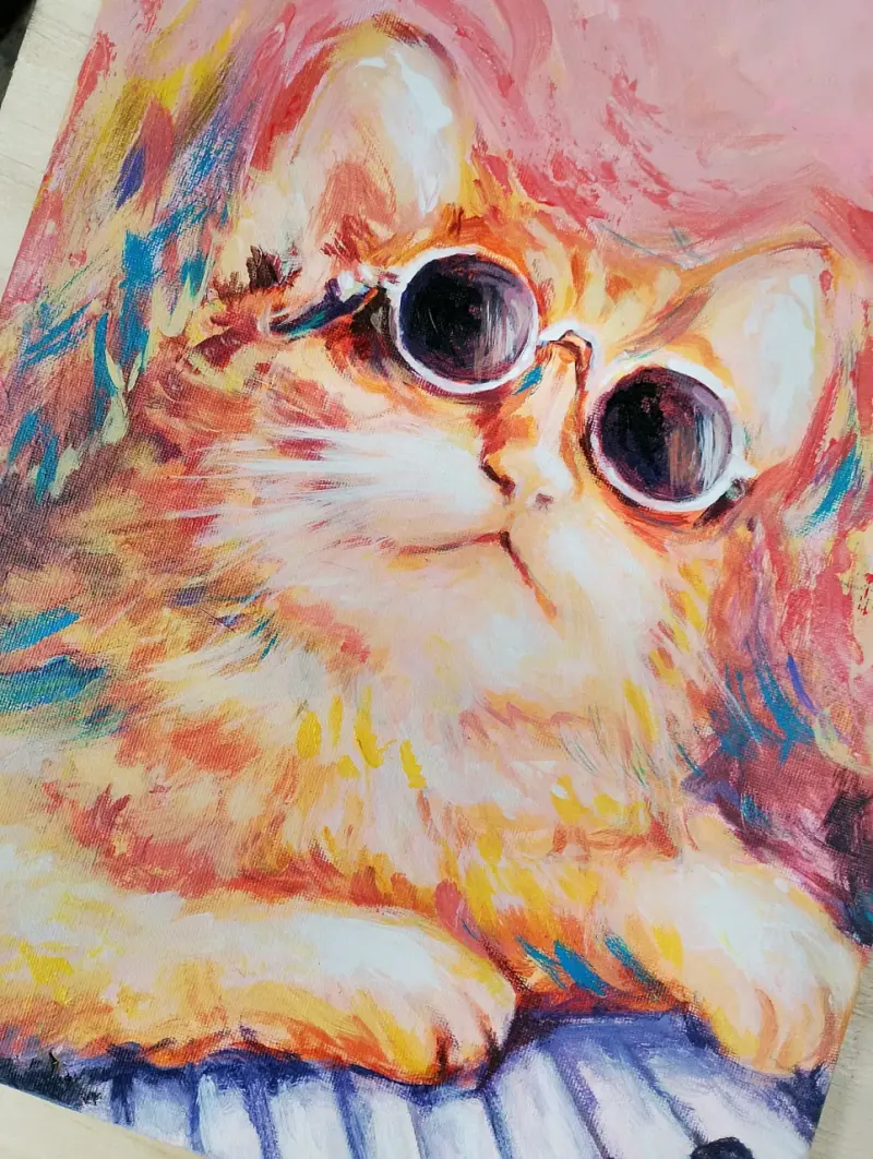 Cuadro de gato con gafas estilo pop art - 2