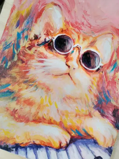 Cuadro de gato con gafas estilo pop art - miniatura 2