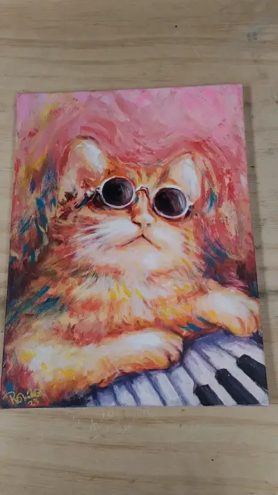 Cuadro de gato con gafas estilo pop art - miniatura 3