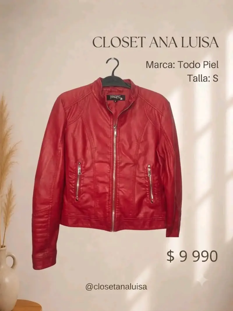 Chaqueta de cuero roja para mujer Talla S