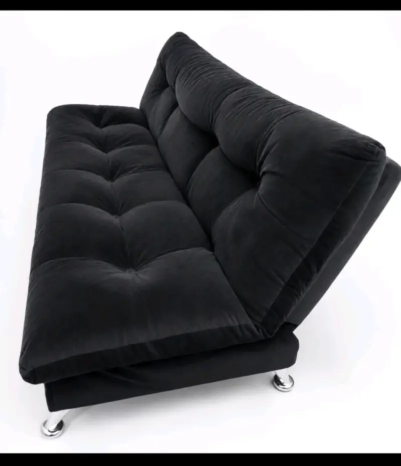 Sofá cama negro moderno con patas cromadas - 1