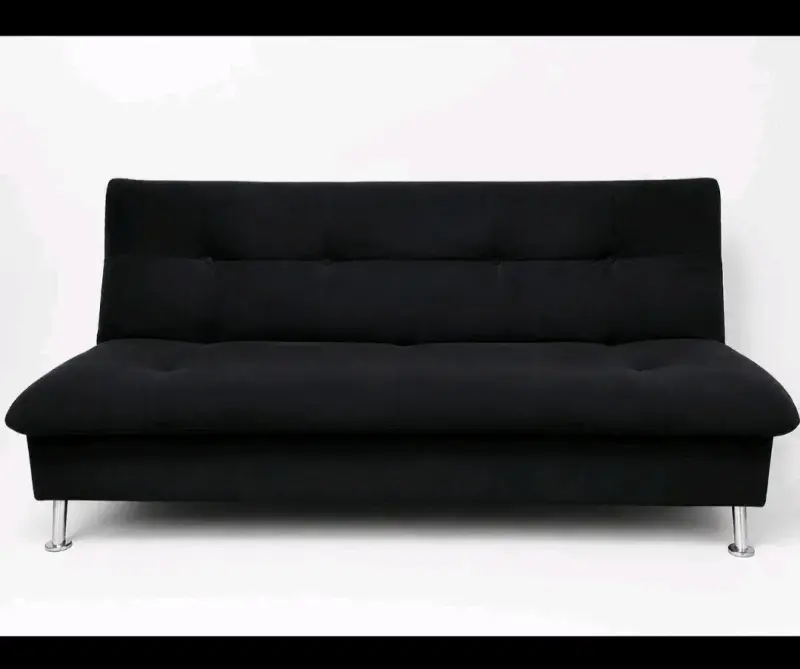Sofá cama negro moderno con patas cromadas - 2