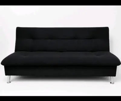 Sofá cama negro moderno con patas cromadas - miniatura 2