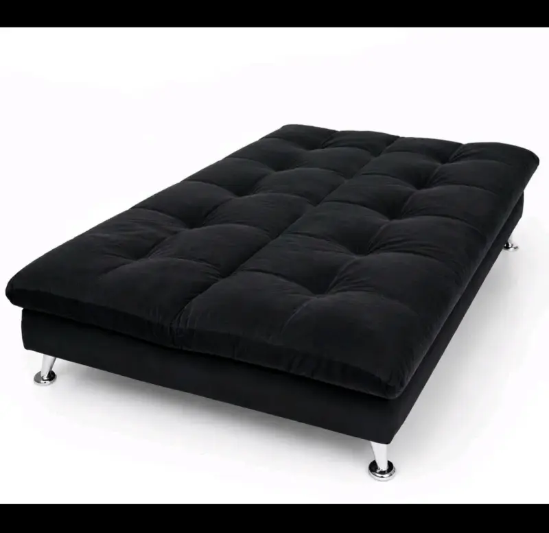 Sofá cama negro moderno con patas cromadas - 3