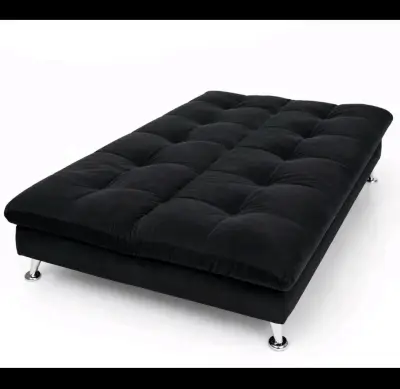 Sofá cama negro moderno con patas cromadas - miniatura 3