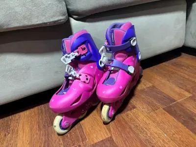 Patines en línea infantiles Oxelo rosa y morado - miniatura 1