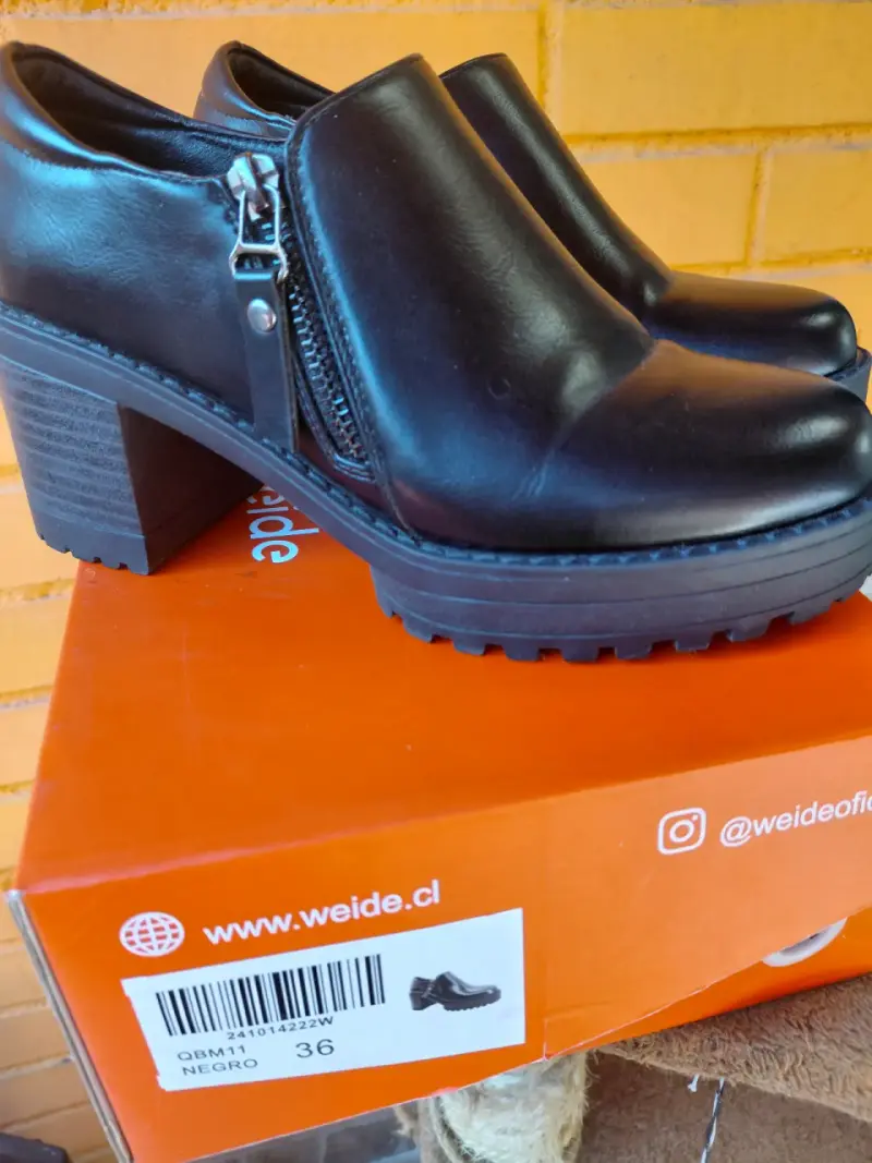 Botines de cuero negro con plataforma Weide talla 36 - 2