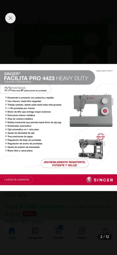 Máquina de Coser Singer Facilita Pro Gris - miniatura 2