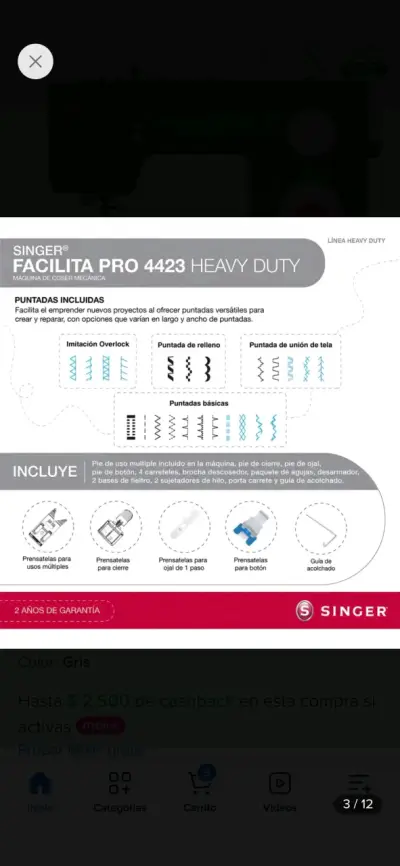 Máquina de Coser Singer Facilita Pro Gris - miniatura 3
