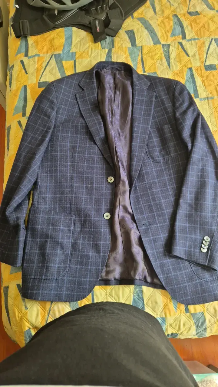 Blazer azul a cuadros para hombre - 1