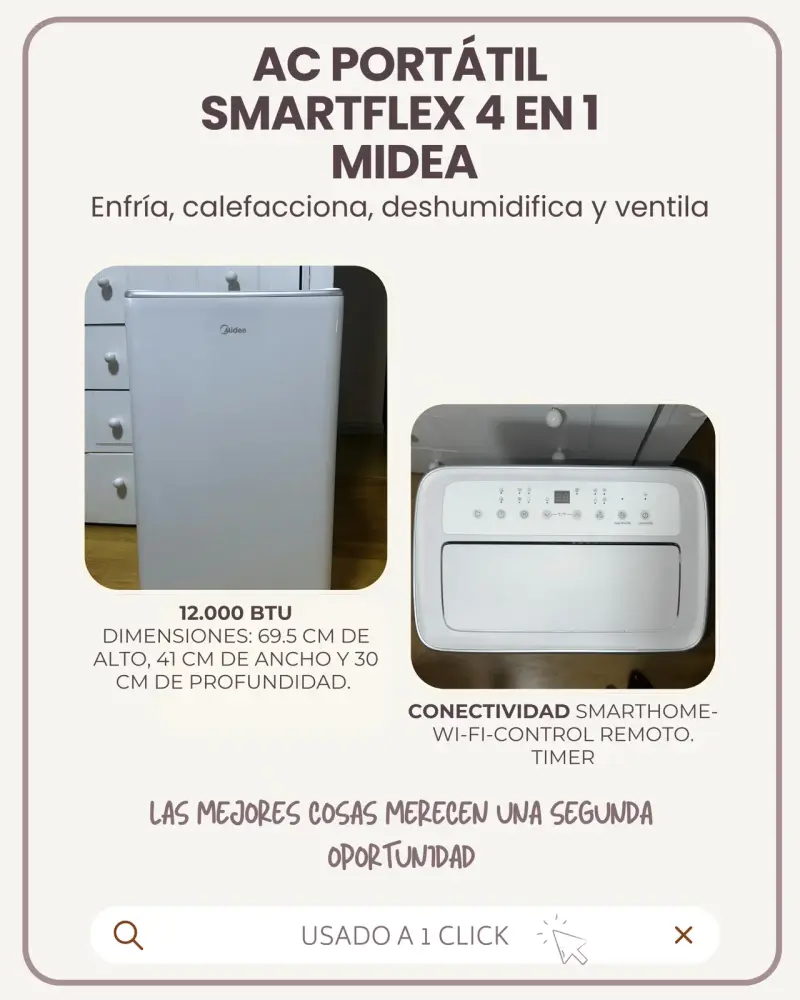Aire Acondicionado Portátil Midea SmartFlex 4 en 1