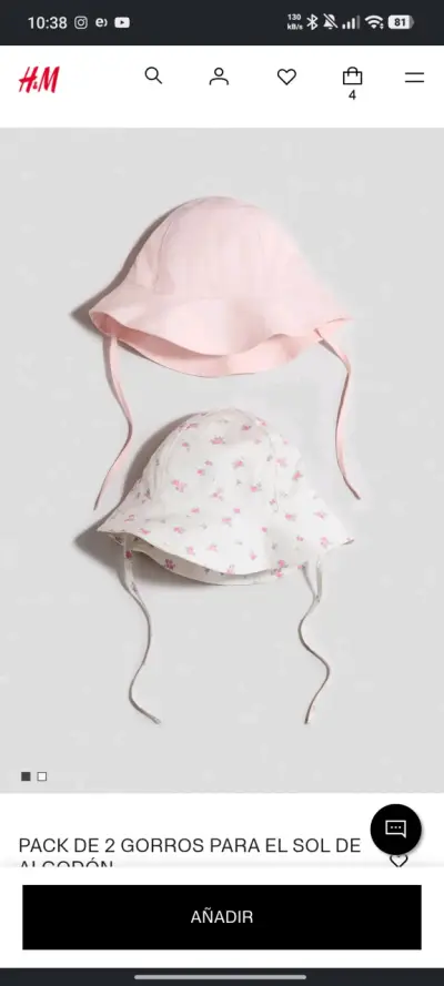 Pack de 2 gorros para el sol de algodón H&M - miniatura 1