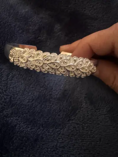 Brazalete de plata con diseño floral - miniatura 1
