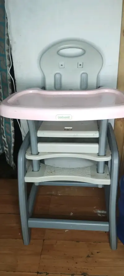 Silla de Comer Bebé Bebesit Rosa y Gris - miniatura 1