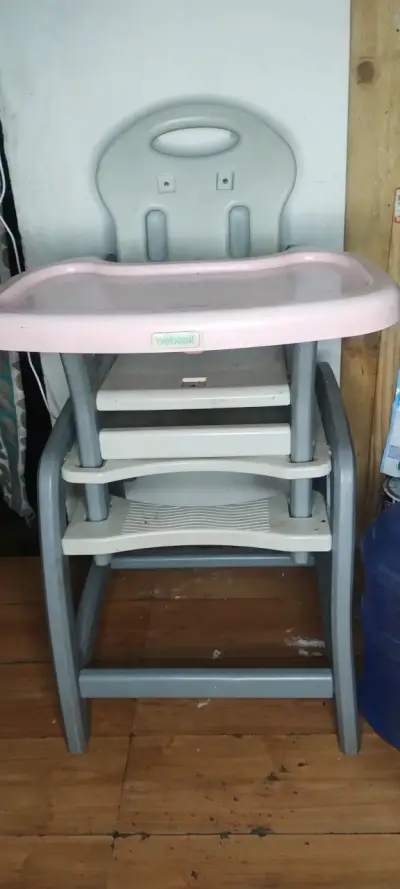 Silla de Comer Bebé Bebesit Rosa y Gris - miniatura 2