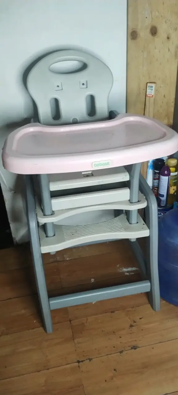 Silla de Comer Bebé Bebesit Rosa y Gris - 3