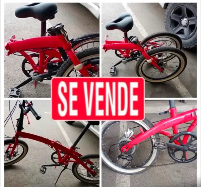 Bicicleta plegable roja en buen estado - 3