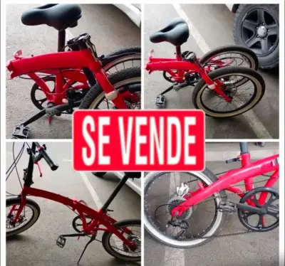 Bicicleta plegable roja en buen estado - miniatura 3