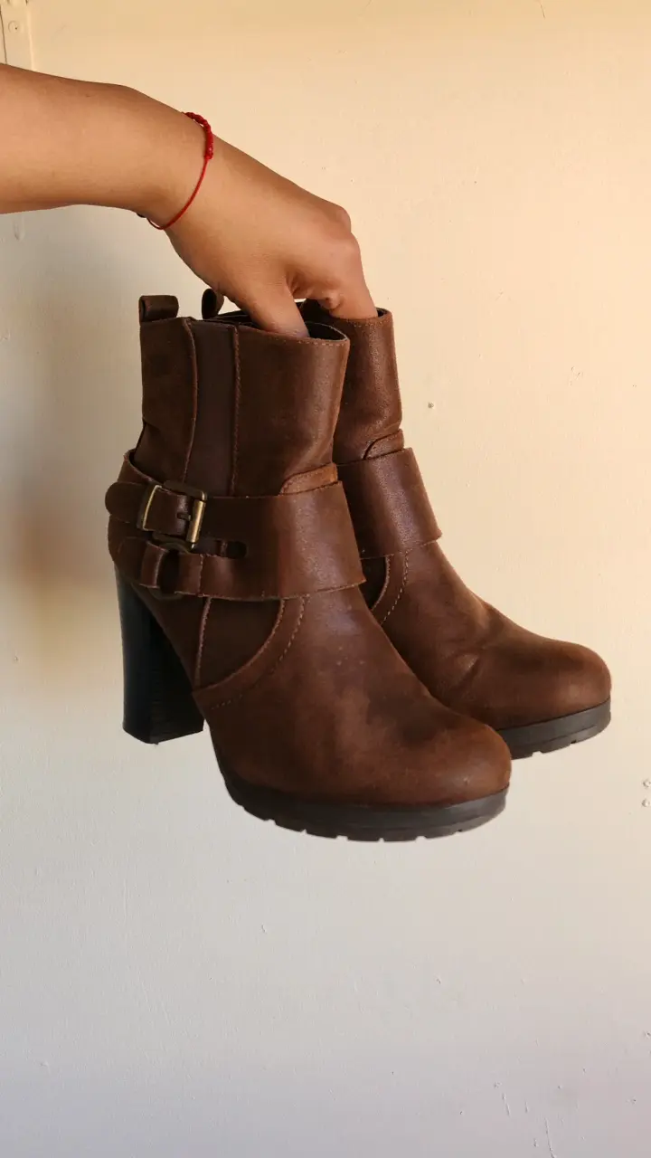 Botines de tacón alto marrones para mujer - 2