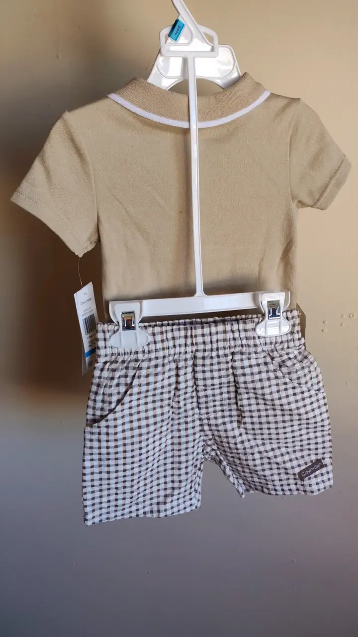 Body y short para bebé Calvin Klein beige - 2